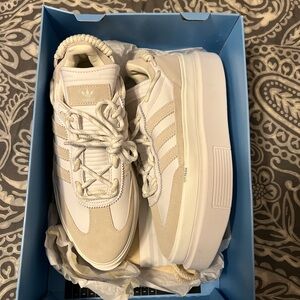 Adidas Beige and White Platform Sneakers